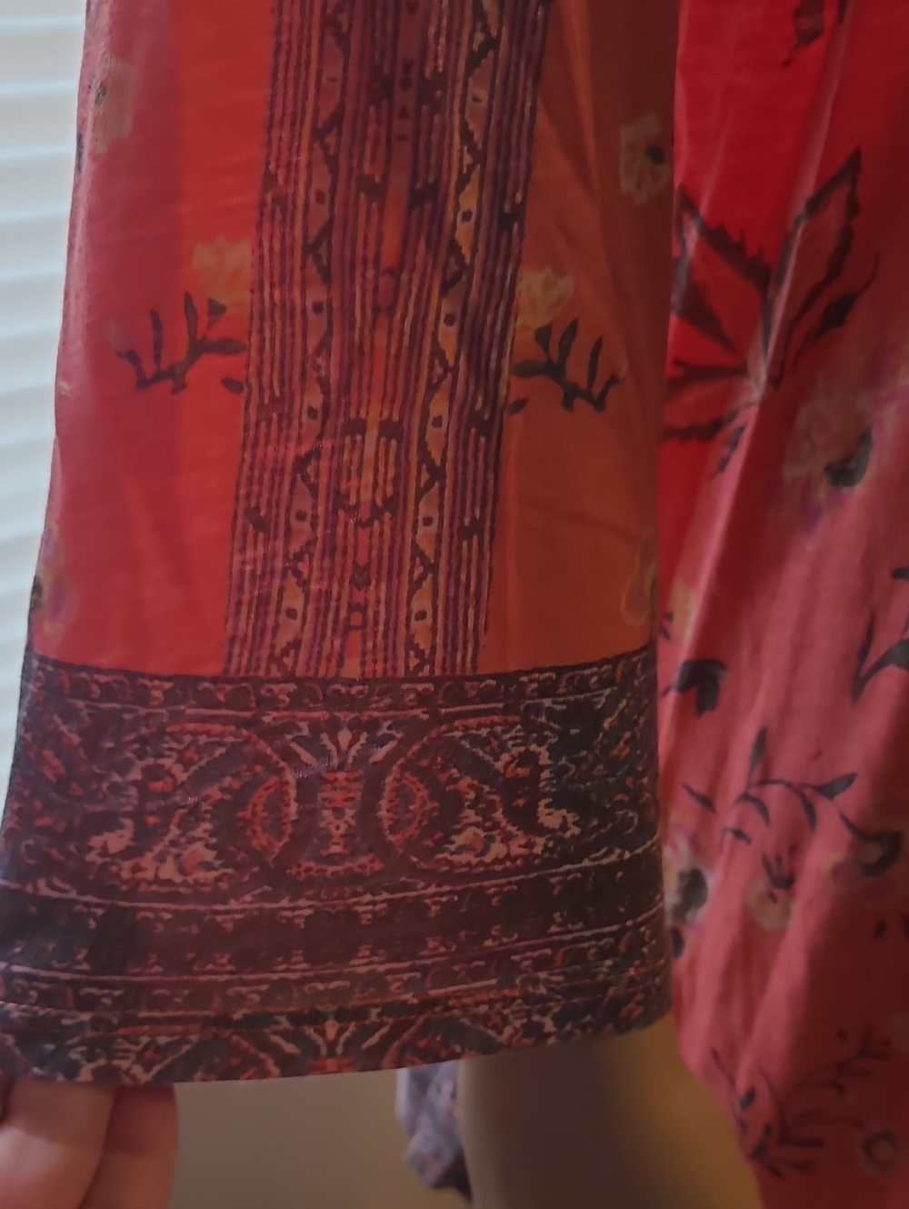 Lucky Brand Orange Floral Boho Tunic with Navy Trim. Size 2X. - Picture 4 of 7
